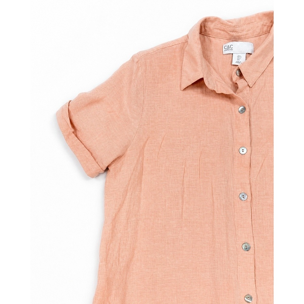 C&C California Peach Button-Front Midi Shirt Dress - Picture 10 of 11